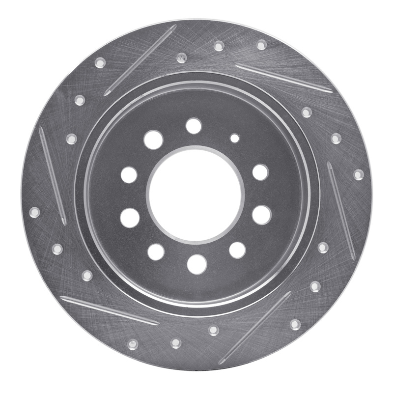 Hyundai Tiburon Brake Rotor (1) - Rear Right - R1 Concepts - Drilled & Slotted - Silver - `07-`08
